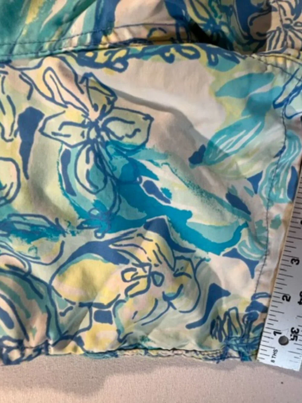 Lilly Pulitzer Boys Extra Small Junior Capri Swim Trunks Blue Green Floral Short